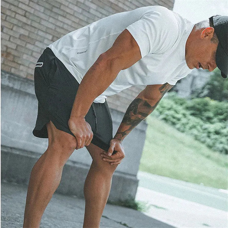 Running Shorts Men Gym Sports Shorts 2 In 1 Quick Dry Workout Training Gym Fitness