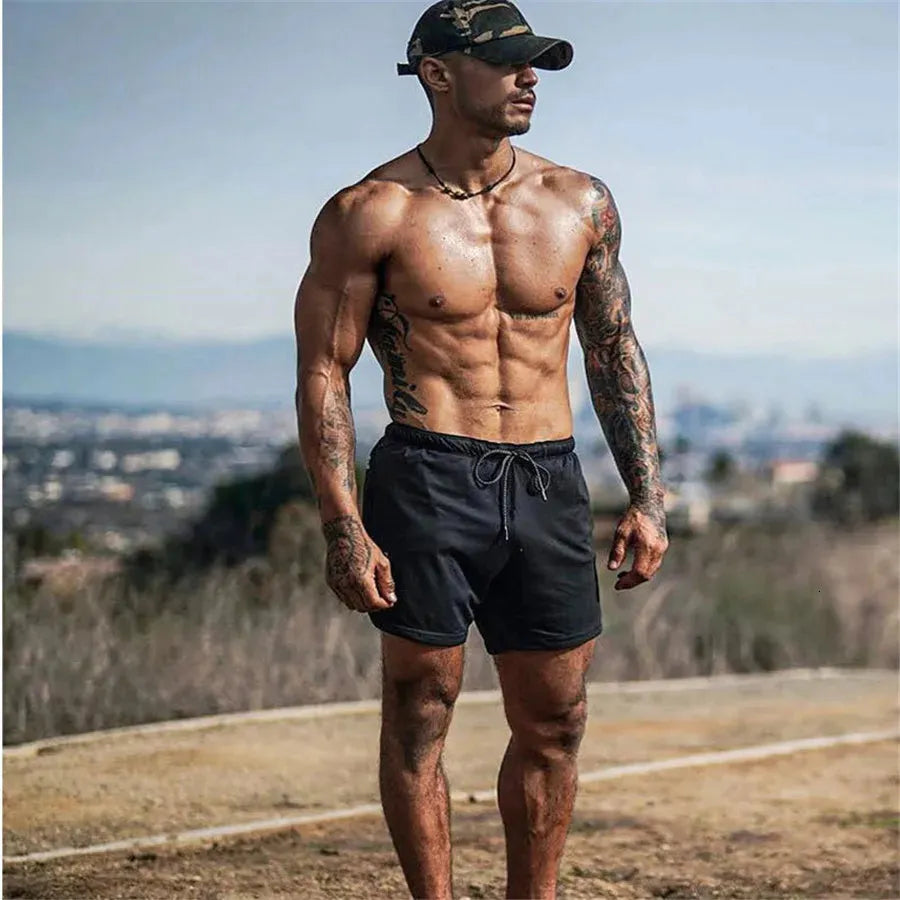 Running Shorts Men Gym Sports Shorts 2 In 1 Quick Dry Workout Training Gym Fitness