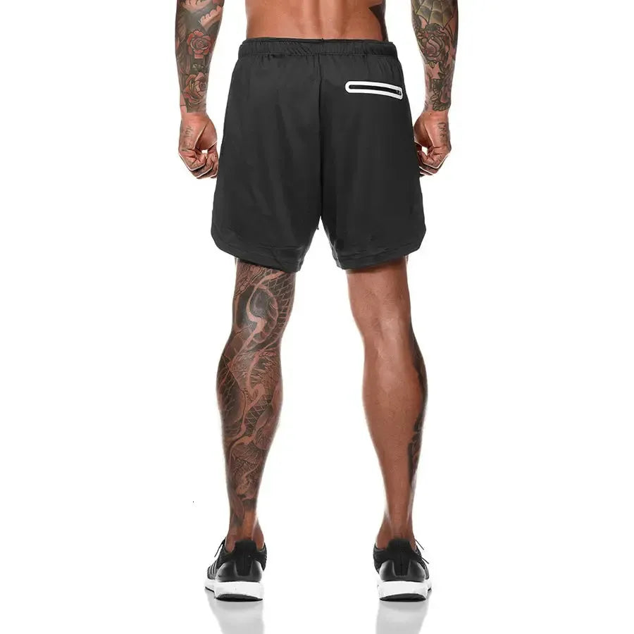 Running Shorts Men Gym Sports Shorts 2 In 1 Quick Dry Workout Training Gym Fitness