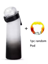 650ml Flavored Water Bottle with Random 1 Flavour Pods Air Water Bottle Frosted Black Air Camping Sport Fitness Cup