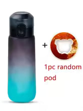 650ml Flavored Water Bottle with Random 1 Flavour Pods Air Water Bottle Frosted Black Air Camping Sport Fitness Cup