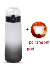 650ml Flavored Water Bottle with Random 1 Flavour Pods Air Water Bottle Frosted Black Air Camping Sport Fitness Cup