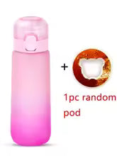 650ml Flavored Water Bottle with Random 1 Flavour Pods Air Water Bottle Frosted Black Air Camping Sport Fitness Cup