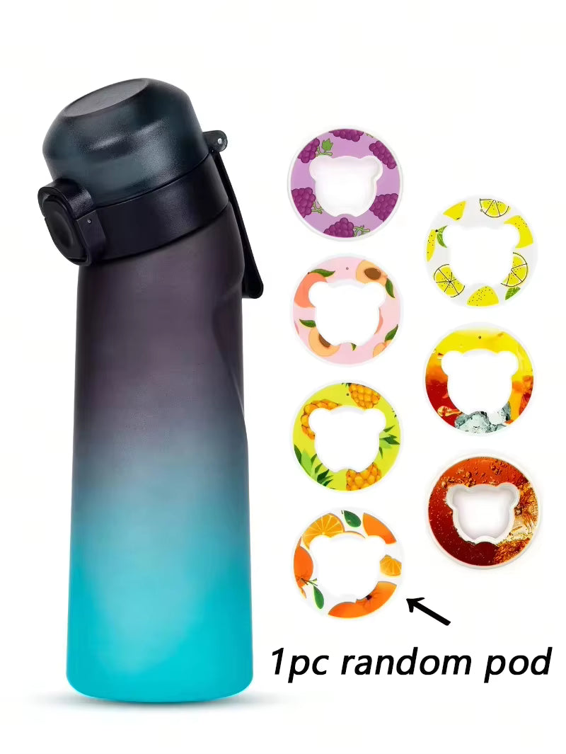 650ml Flavored Water Bottle with Random 1 Flavour Pods Air Water Bottle Frosted Black Air Camping Sport Fitness Cup